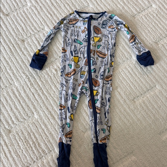 Little Sleepies Gray and Navy Kids Footie Pajama - Picture 1 of 2